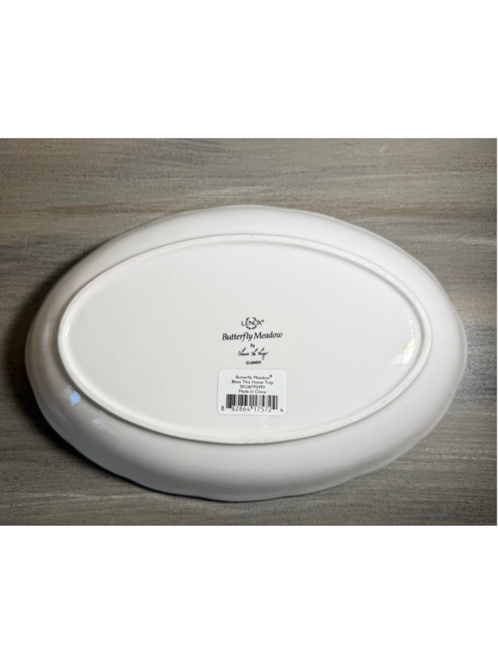 Lenox Butterfly Meadow "Bless This Home" porcelain serving tray 11 1/4 x 7 3/8” - Picture 4 of 7